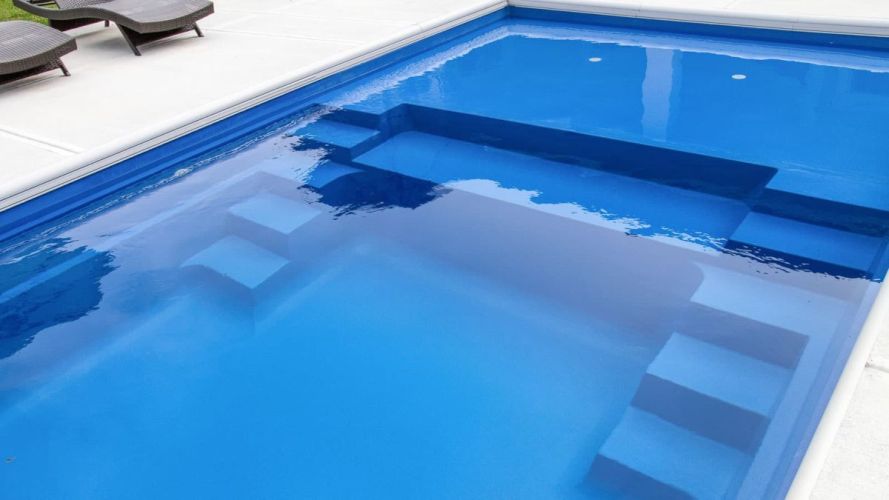 The Freedom with Splash Pad Fibreglass Pool