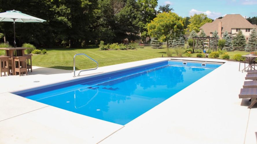 The Freedom with Splash Pad Fibreglass Pool