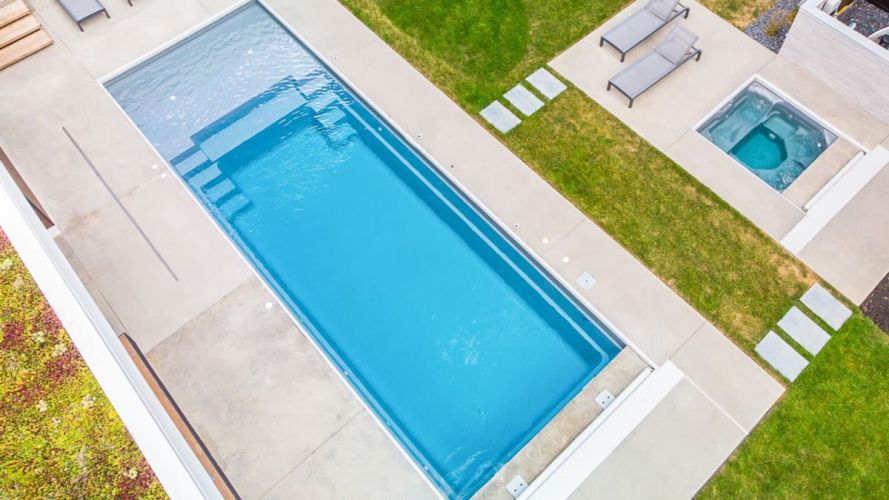 The Freedom with Splash Pad Fibreglass Pool