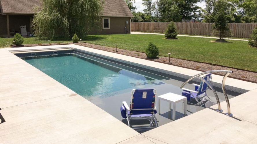The Freedom with Splash Pad Fibreglass Pool